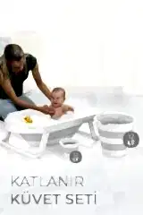 Katlanır Çocuk Küveti, Kova Ve Maşrapa Seti Gri