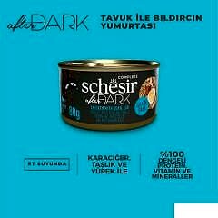 Schesir After Dark Sos İçinde Tavuk ve Bıldırcın Yumurtalı Tahılsız Yetişkin Kedi Konservesi 80gr