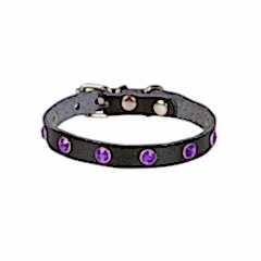 CATTİE TAŞLI DERİ KEDİ TASMASI SİYAH 1,5X27-33CM