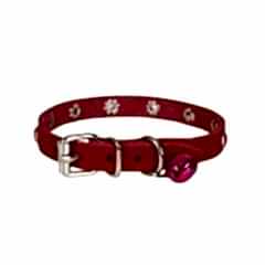 CATTİE TAŞLI DERİ KEDİ TASMASI KIRMIZI 1X16-20CM