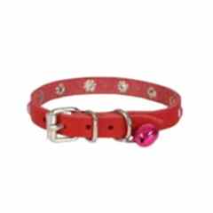 CATTİE TAŞLI DERİ KEDİ TASMASI KIRMIZI 1X16-20CM