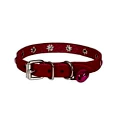 CATTİE TAŞLI DERİ KEDİ TASMASI KIRMIZI 1,5X26-31CM