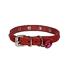 CATTİE TAŞLI DERİ KEDİ TASMASI KIRMIZI 1,2X23-28CM