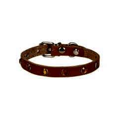 CATTİE TAŞLI DERİ KEDİ TASMASI KAMEL 1X20-23CM