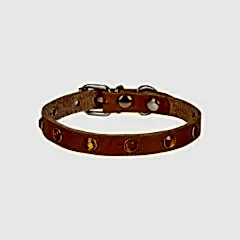 CATTİE TAŞLI DERİ KEDİ TASMASI KAMEL 1,5X27-33CM