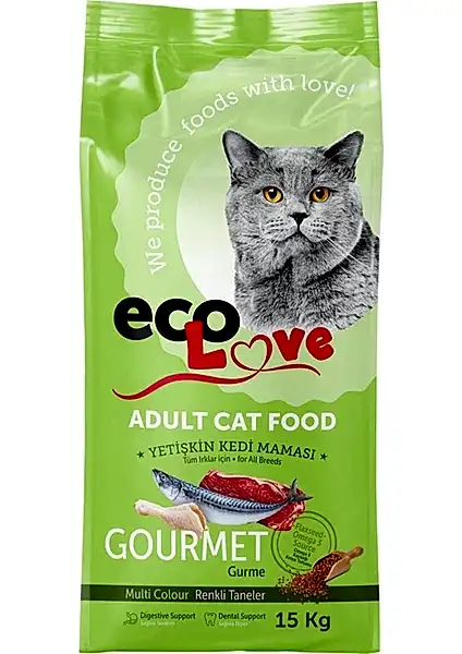 Ecolove Gurme Renkli Taneli 15 kg Yetişkin Kedi Maması